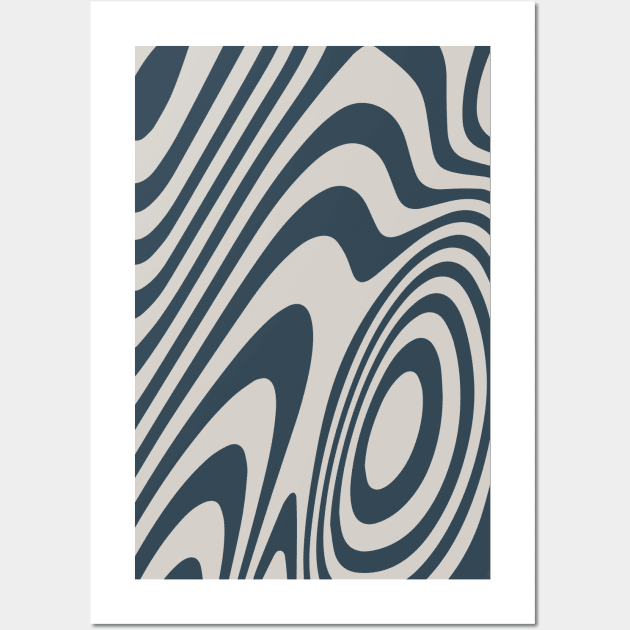 Blue Grey Zebra Grooves Abstract Pattern Art Wall Art by love-fi